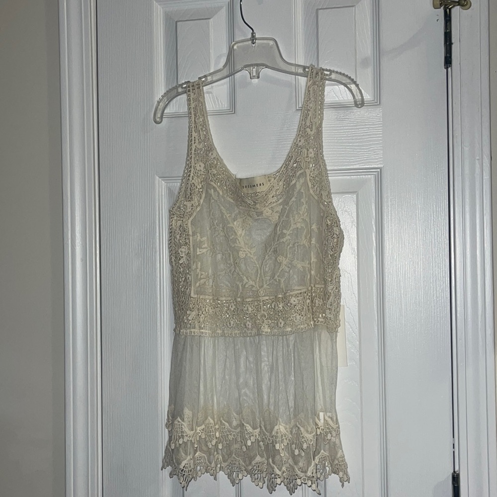 NWT Dreamers cream lace tank blouse